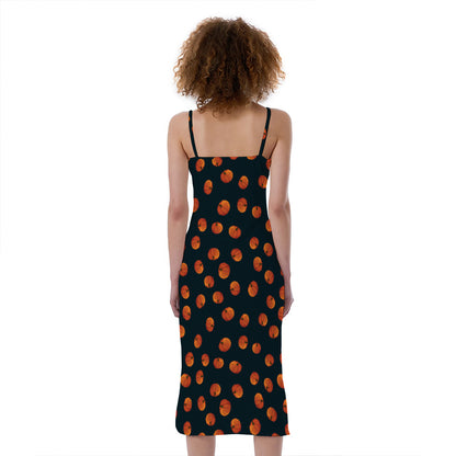 Little Pumpkin Pattern Print Slim Fit Midi Cami Dress