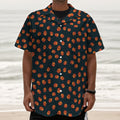 Little Pumpkin Pattern Print Textured Short Sleeve Shirt