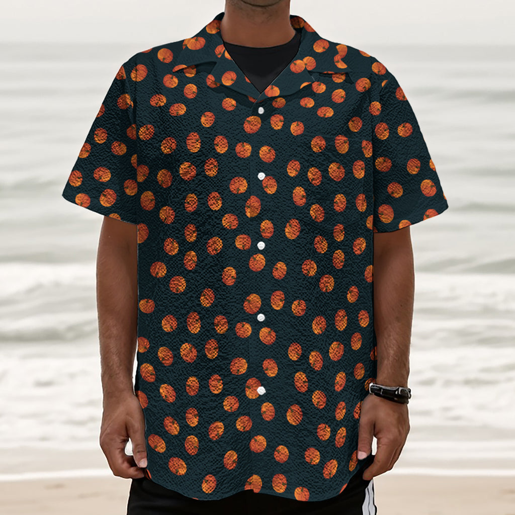 Little Pumpkin Pattern Print Textured Short Sleeve Shirt