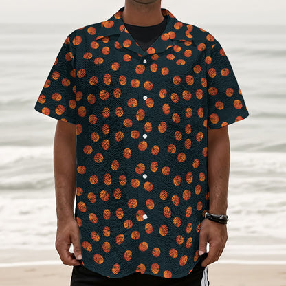 Little Pumpkin Pattern Print Textured Short Sleeve Shirt