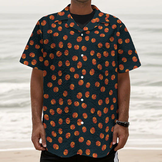 Little Pumpkin Pattern Print Textured Short Sleeve Shirt