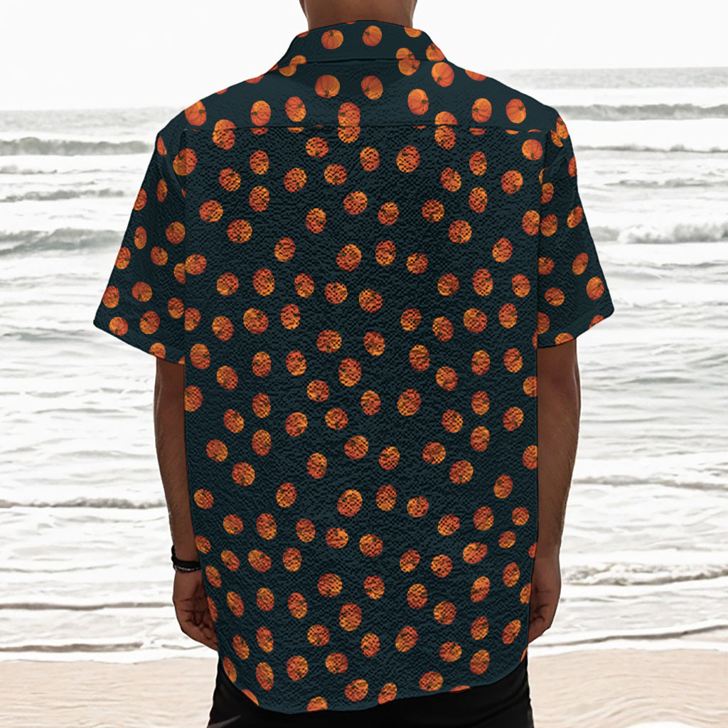 Little Pumpkin Pattern Print Textured Short Sleeve Shirt