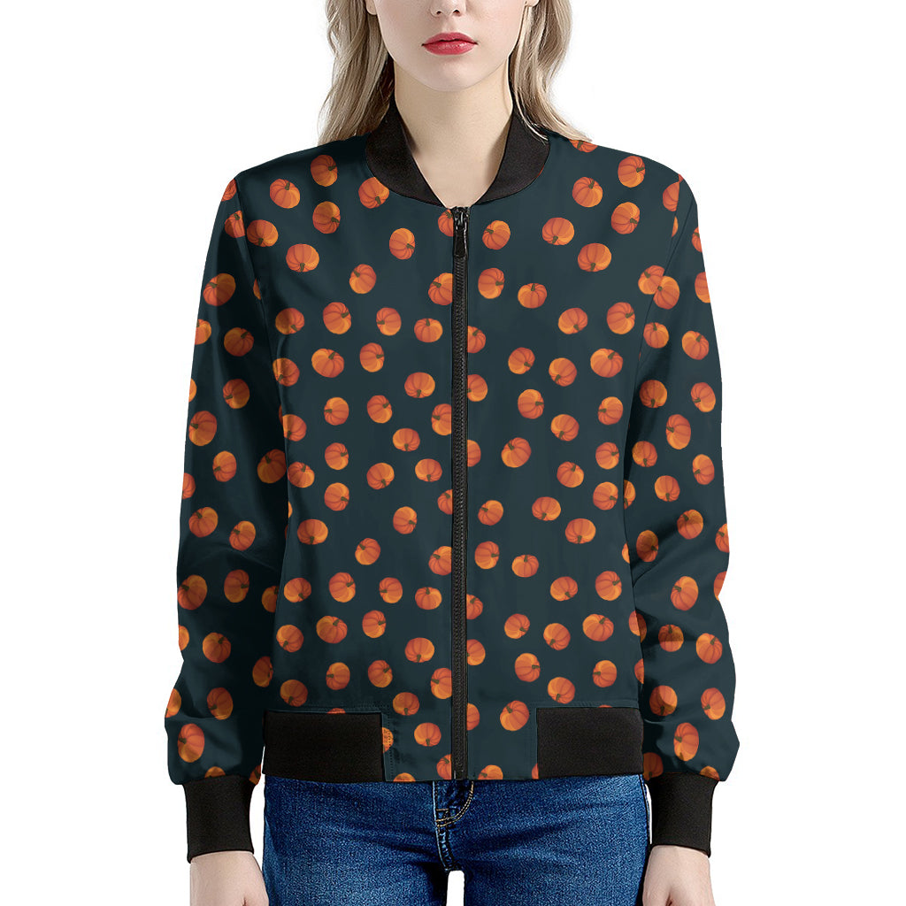 Little Pumpkin Pattern Print Women's Bomber Jacket