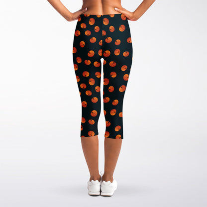 Little Pumpkin Pattern Print Women's Capri Leggings