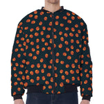 Little Pumpkin Pattern Print Zip Sleeve Bomber Jacket