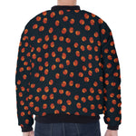 Little Pumpkin Pattern Print Zip Sleeve Bomber Jacket