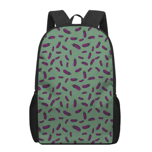 Little Purple Eggplant Pattern Print 17 Inch Backpack