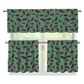 Little Purple Eggplant Pattern Print 3 Piece Kitchen Curtains
