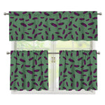 Little Purple Eggplant Pattern Print 3 Piece Kitchen Curtains