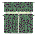 Little Purple Eggplant Pattern Print 3 Piece Kitchen Curtains