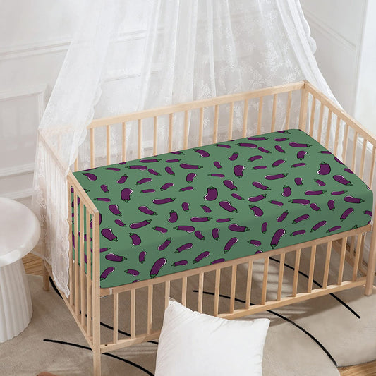 Little Purple Eggplant Pattern Print Baby Crib Sheet