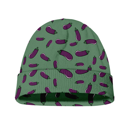 Little Purple Eggplant Pattern Print Beanie