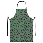 Little Purple Eggplant Pattern Print Bib Apron With Pocket