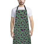 Little Purple Eggplant Pattern Print Bib Apron With Pocket