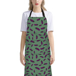 Little Purple Eggplant Pattern Print Bib Apron With Pocket