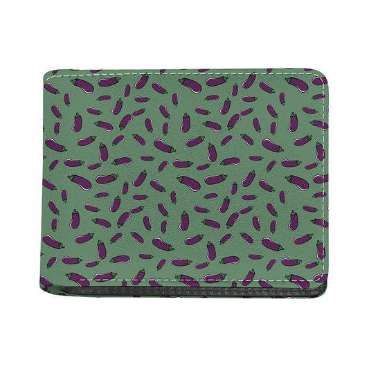 Little Purple Eggplant Pattern Print Bifold Wallet