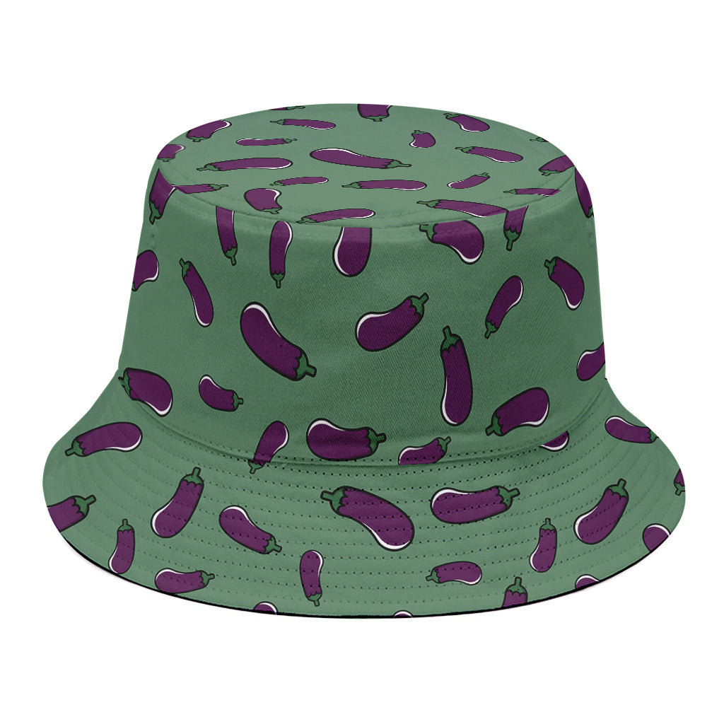 Little Purple Eggplant Pattern Print Bucket Hat