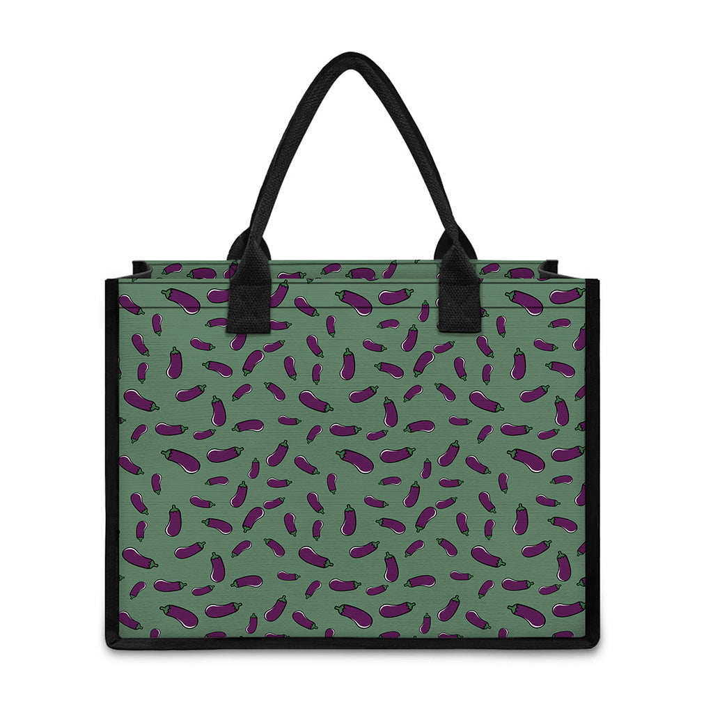 Little Purple Eggplant Pattern Print Canvas Tote Bag