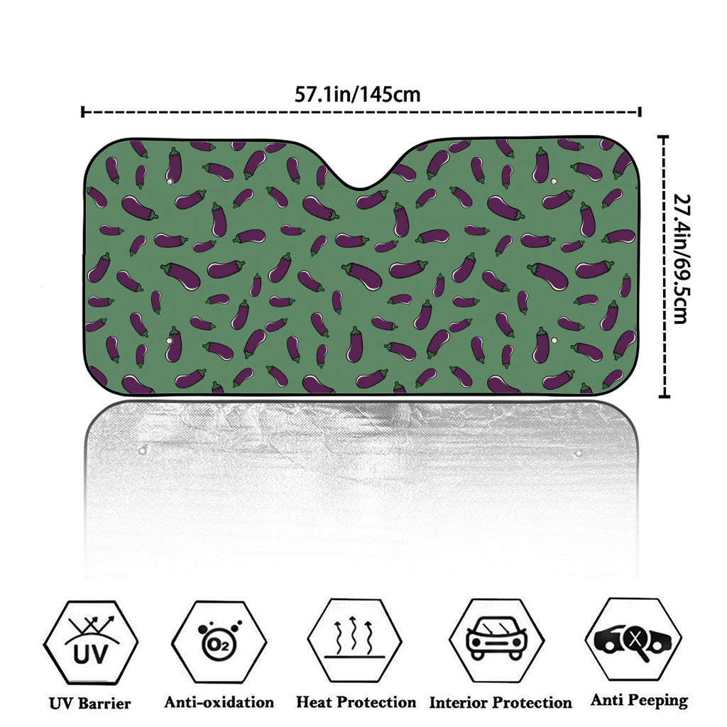 Little Purple Eggplant Pattern Print Car Windshield Sun Shade