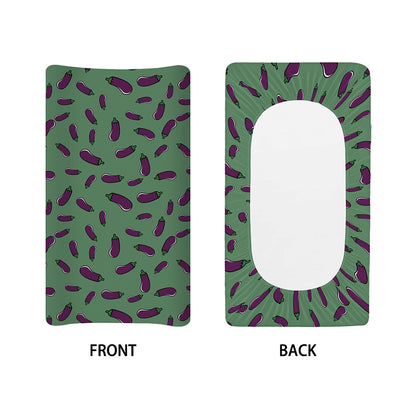 Little Purple Eggplant Pattern Print Changing Pad Cover