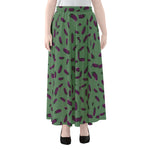 Little Purple Eggplant Pattern Print Chiffon Maxi Skirt