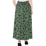 Little Purple Eggplant Pattern Print Chiffon Maxi Skirt