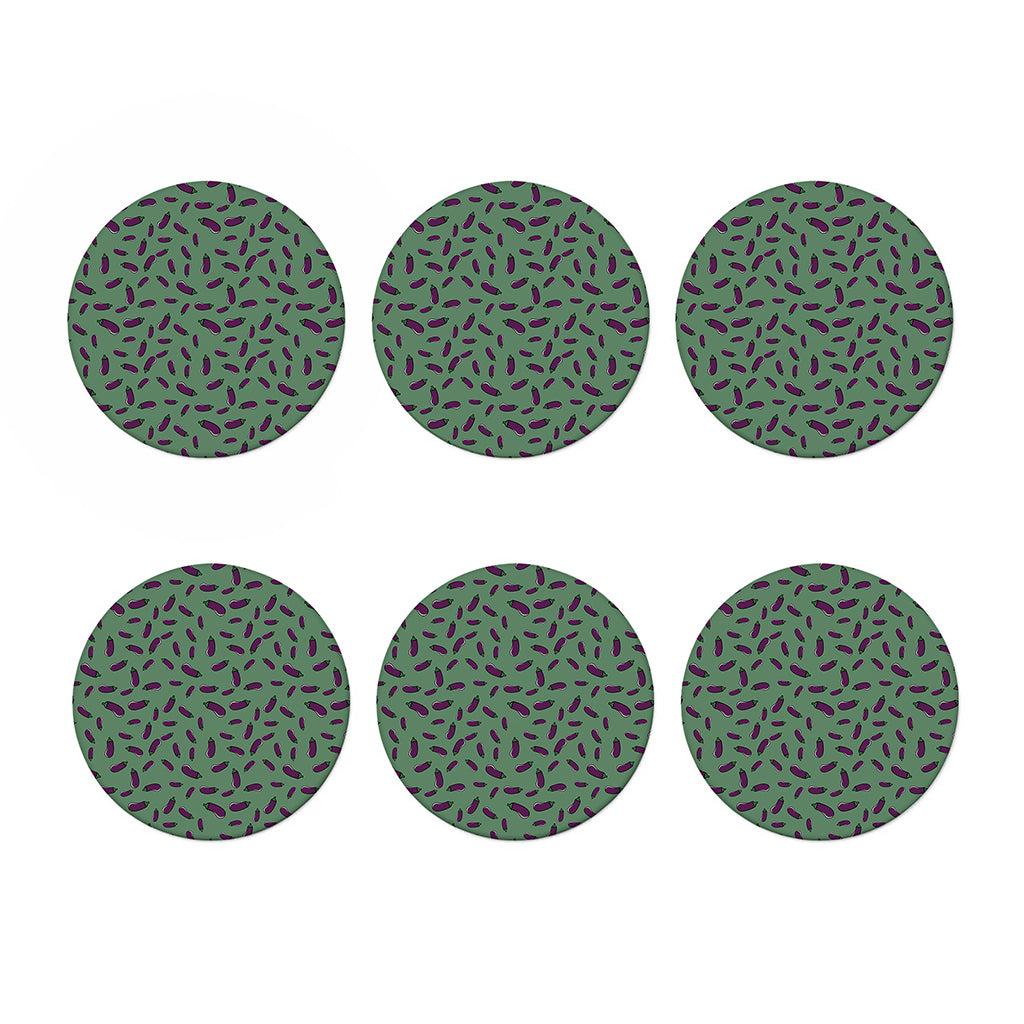 Little Purple Eggplant Pattern Print Coaster Set