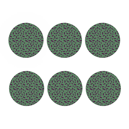Little Purple Eggplant Pattern Print Coaster Set