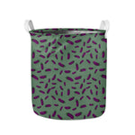 Little Purple Eggplant Pattern Print Collapsible Laundry Basket