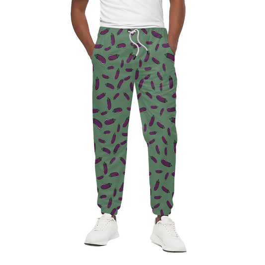 Little Purple Eggplant Pattern Print Cotton Pants