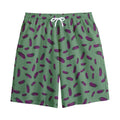 Little Purple Eggplant Pattern Print Cotton Shorts