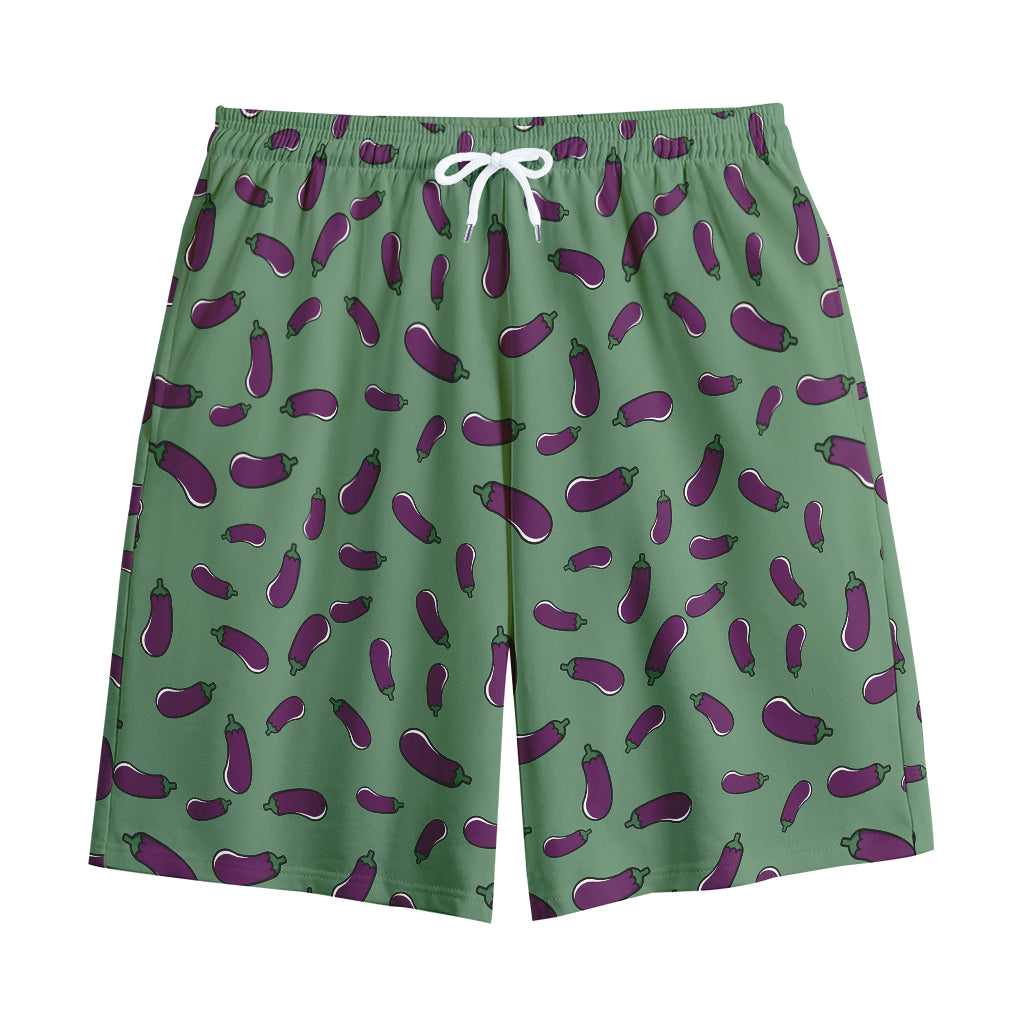 Little Purple Eggplant Pattern Print Cotton Shorts