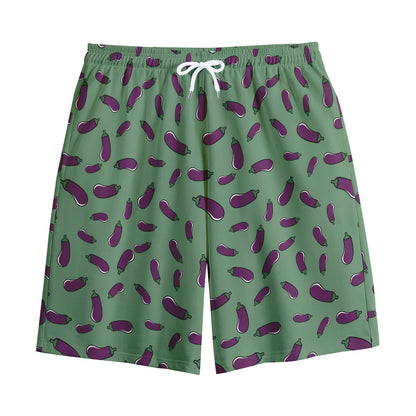 Little Purple Eggplant Pattern Print Cotton Shorts