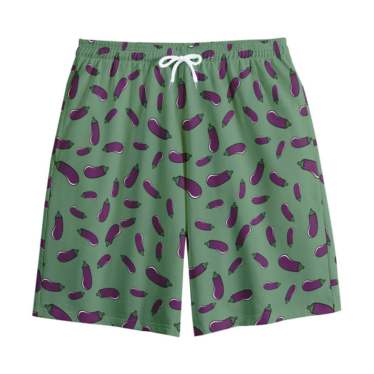 Little Purple Eggplant Pattern Print Cotton Shorts