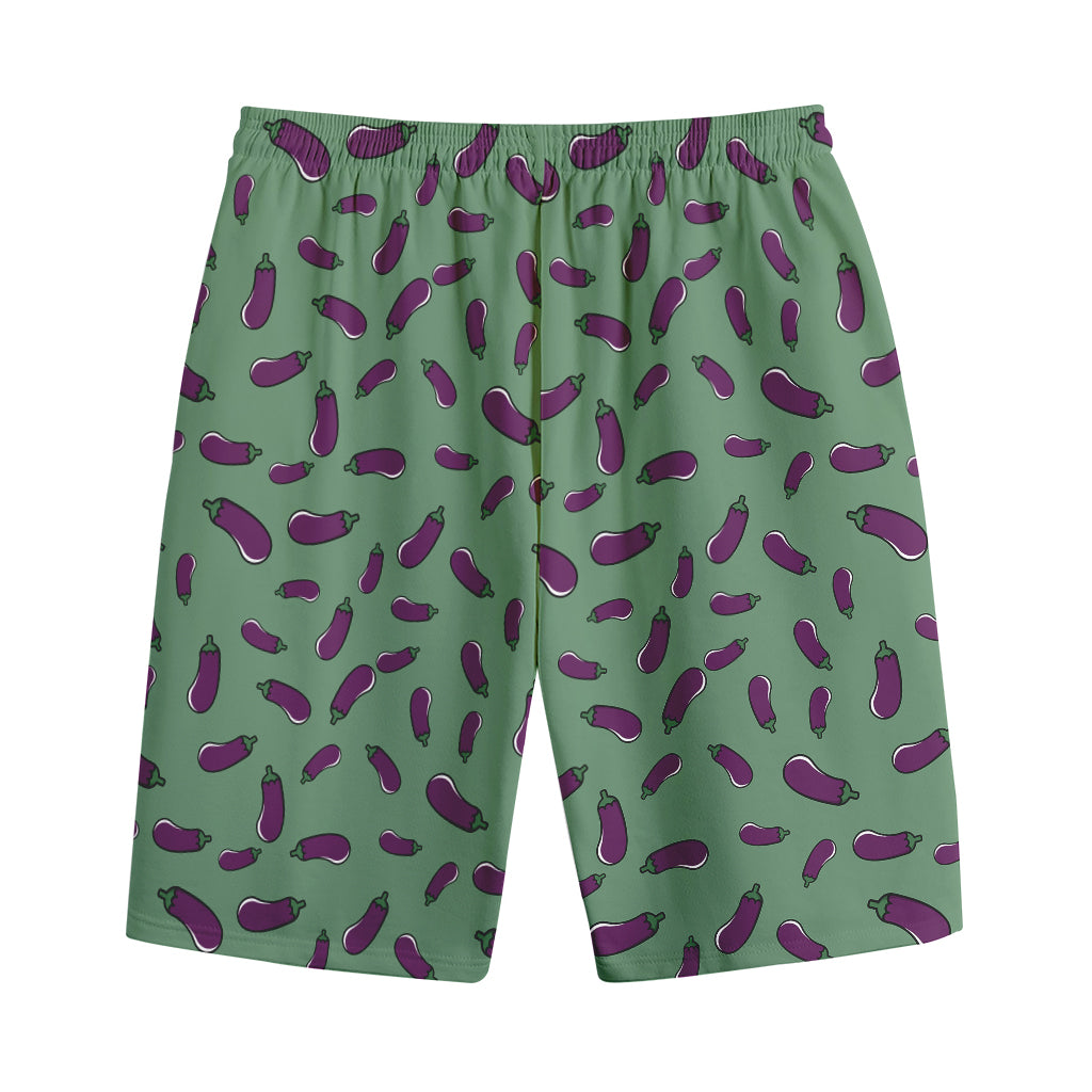 Little Purple Eggplant Pattern Print Cotton Shorts