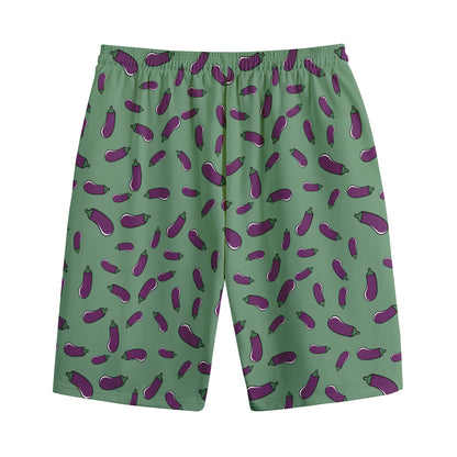 Little Purple Eggplant Pattern Print Cotton Shorts
