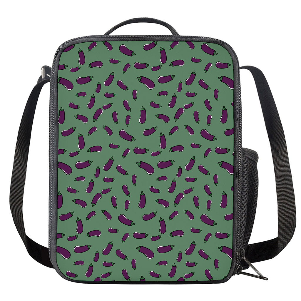 Little Purple Eggplant Pattern Print Crossbody Lunch Bag