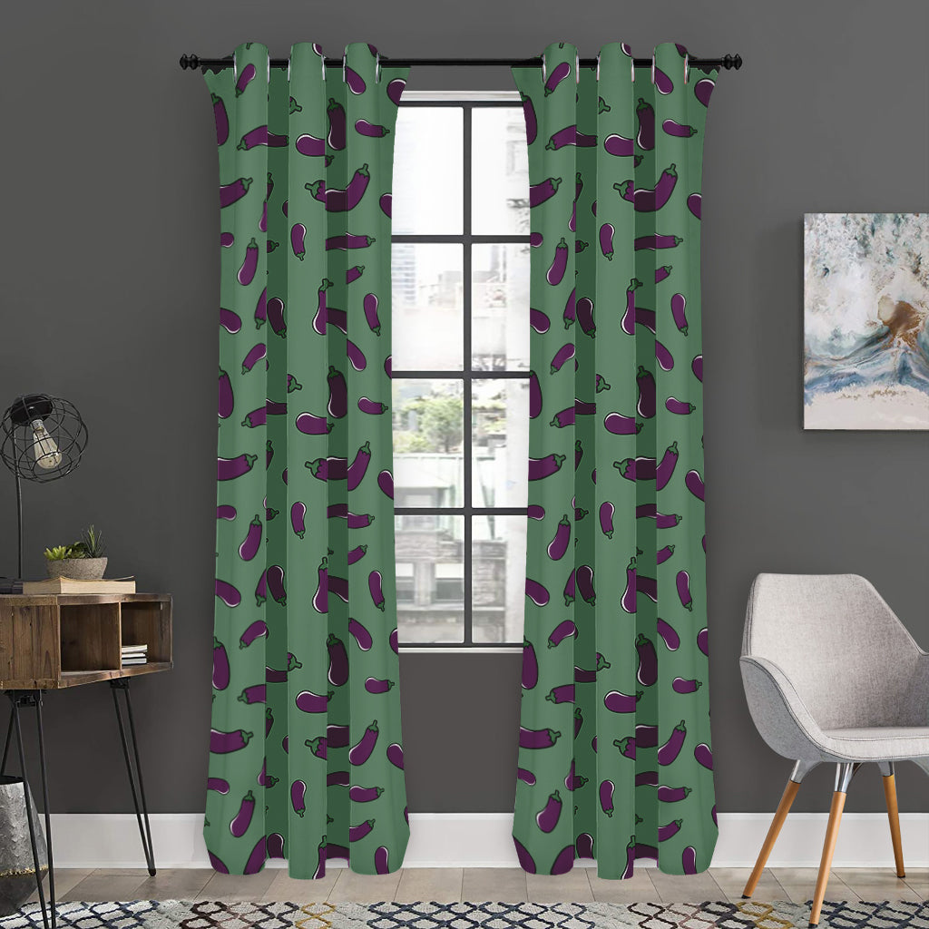 Little Purple Eggplant Pattern Print Curtain