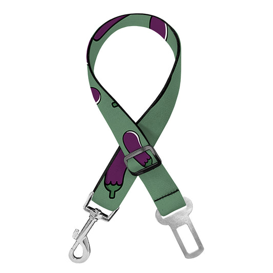Little Purple Eggplant Pattern Print Dog Seat Belt