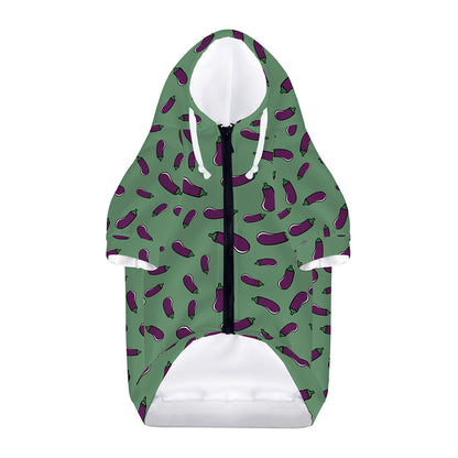 Little Purple Eggplant Pattern Print Dog Zip Up Hoodie