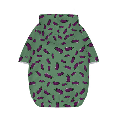 Little Purple Eggplant Pattern Print Dog Zip Up Hoodie