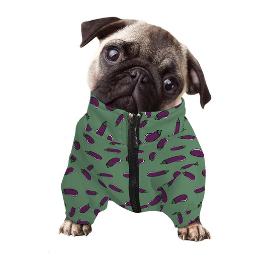 Little Purple Eggplant Pattern Print Dog Zip Up Jacket