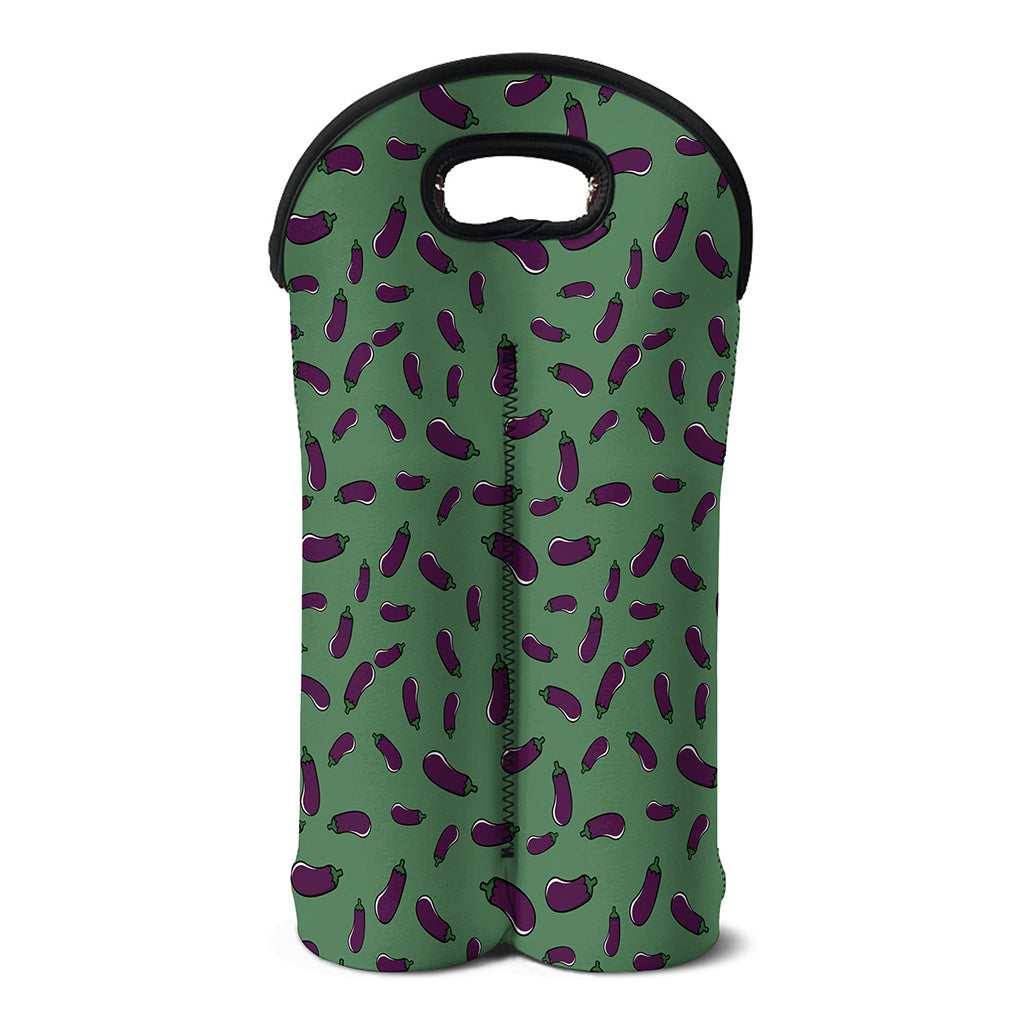 Little Purple Eggplant Pattern Print Double Neoprene Wine Tote