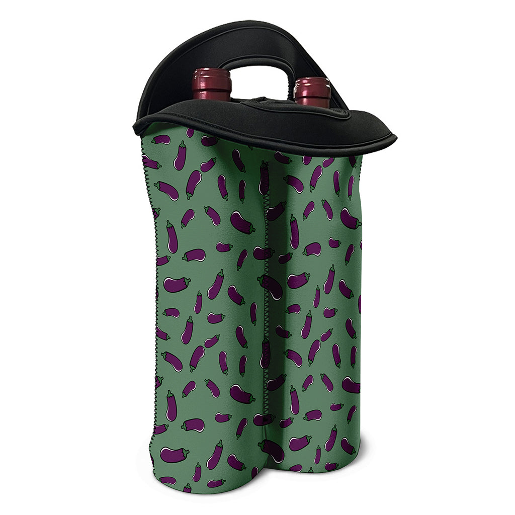 Little Purple Eggplant Pattern Print Double Neoprene Wine Tote