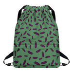 Little Purple Eggplant Pattern Print Drawstring Backpack
