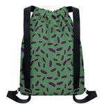 Little Purple Eggplant Pattern Print Drawstring Backpack