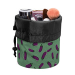 Little Purple Eggplant Pattern Print Drawstring Makeup Bag