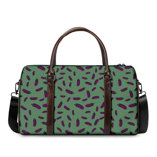 Little Purple Eggplant Pattern Print Duffle Bag