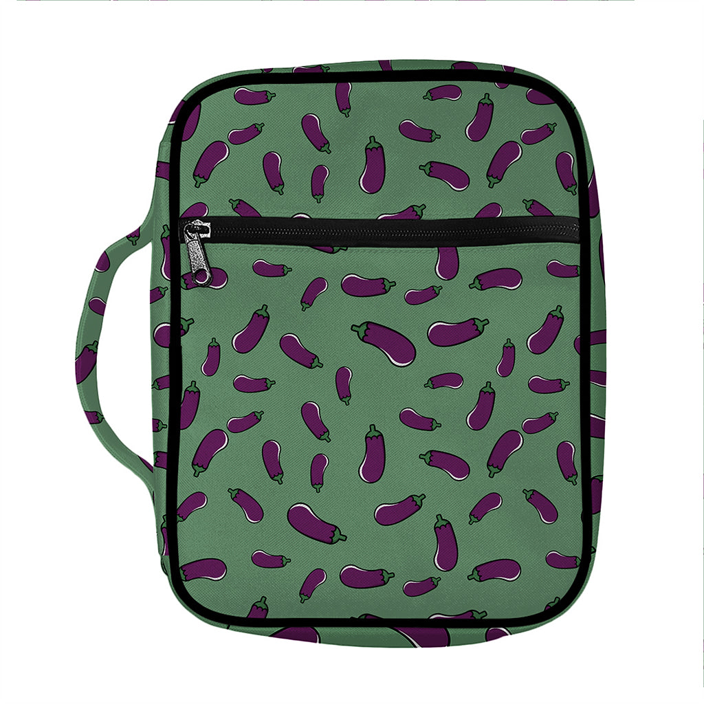 Little Purple Eggplant Pattern Print Front Pocket Bible Bag