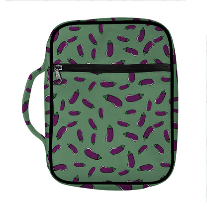 Little Purple Eggplant Pattern Print Front Pocket Bible Bag